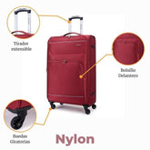 Maleta 4 ruedas grande Oslo roja caracteristicas